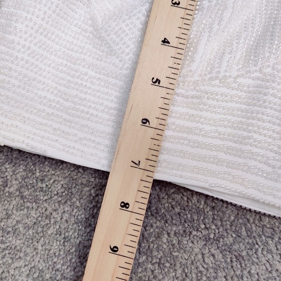 ZARA Oyster White Beaded Crop Top Women's Size Large NEW - Picture 4 of 6